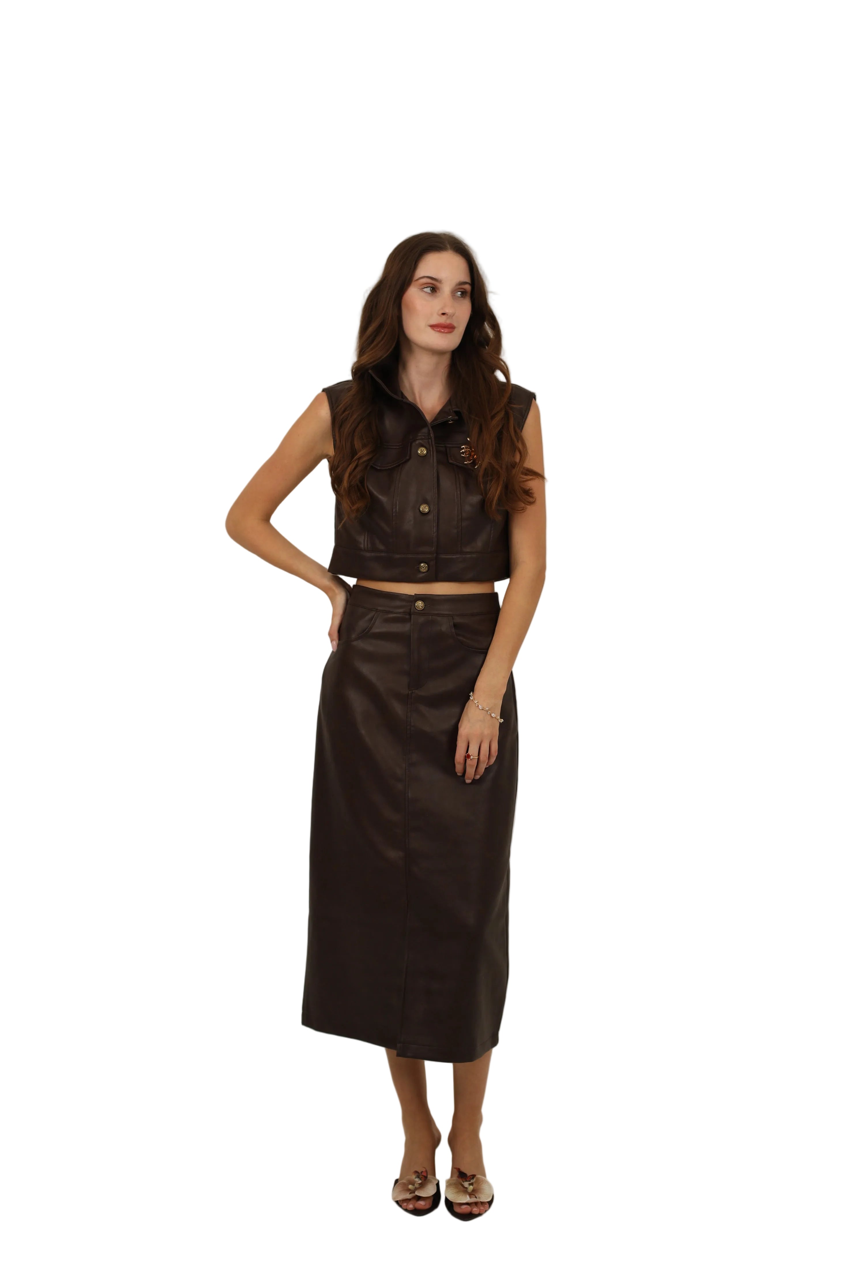 Leather Skirt Set