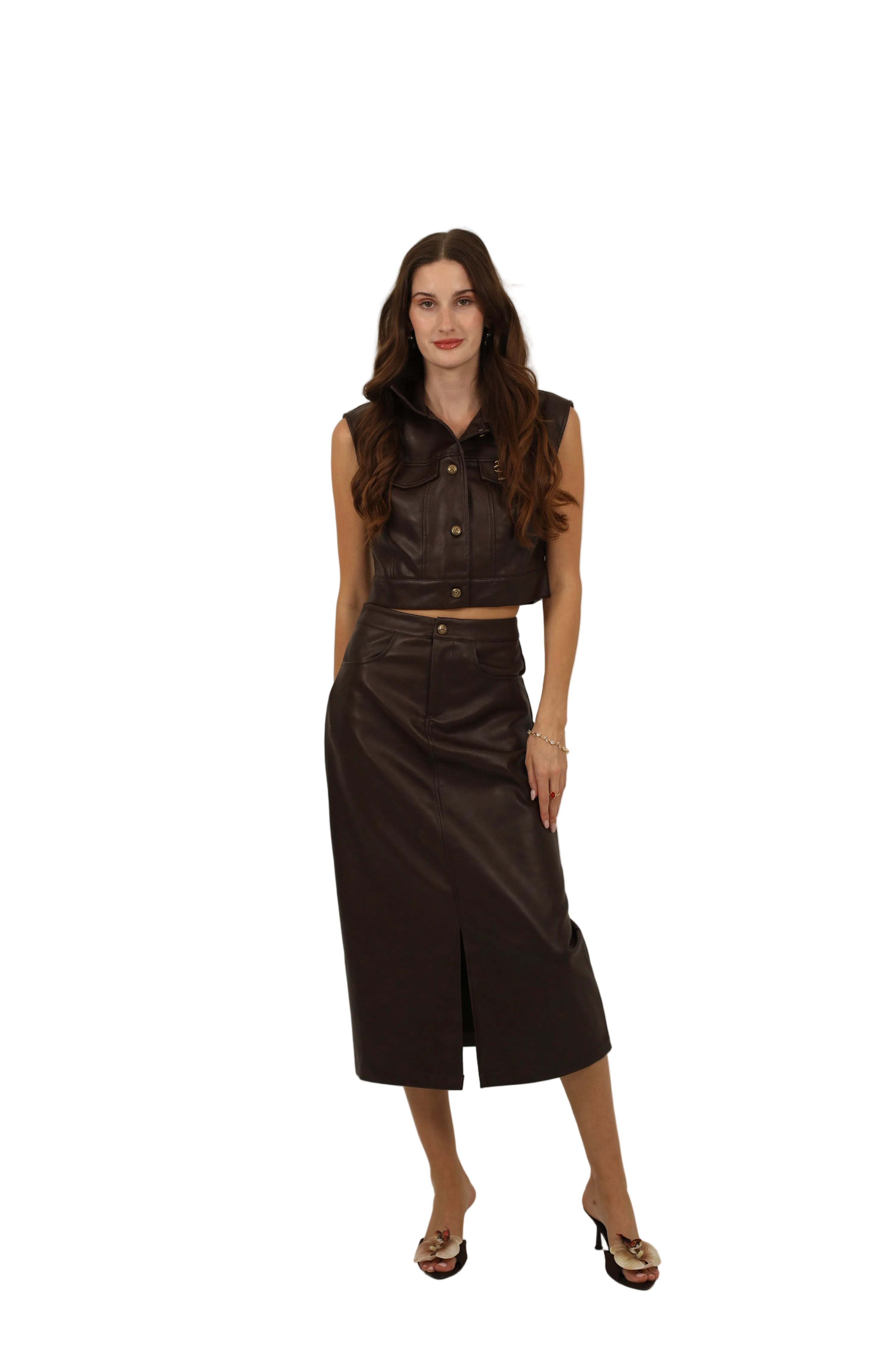 Leather Skirt Set