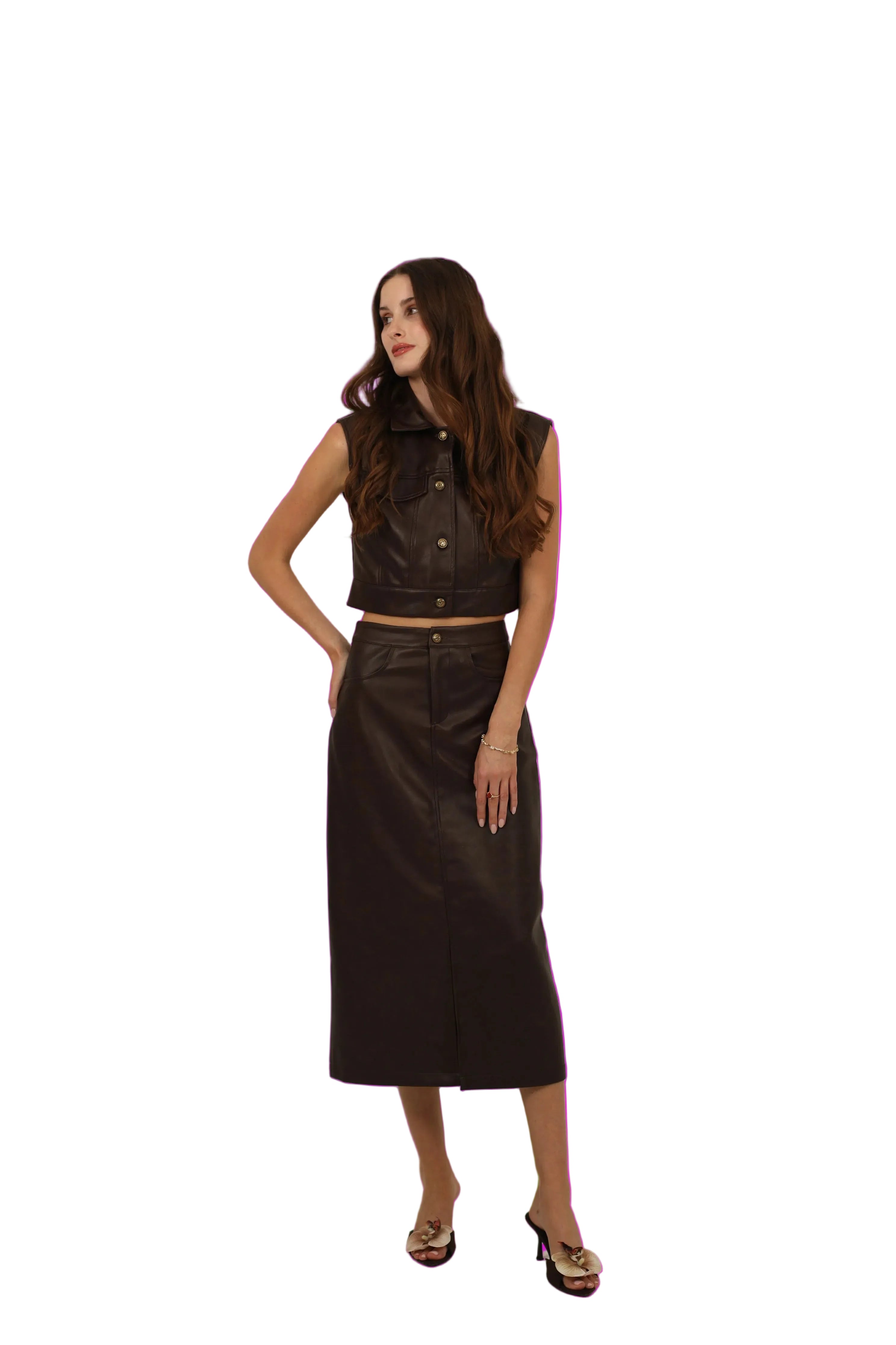 Leather Skirt Set