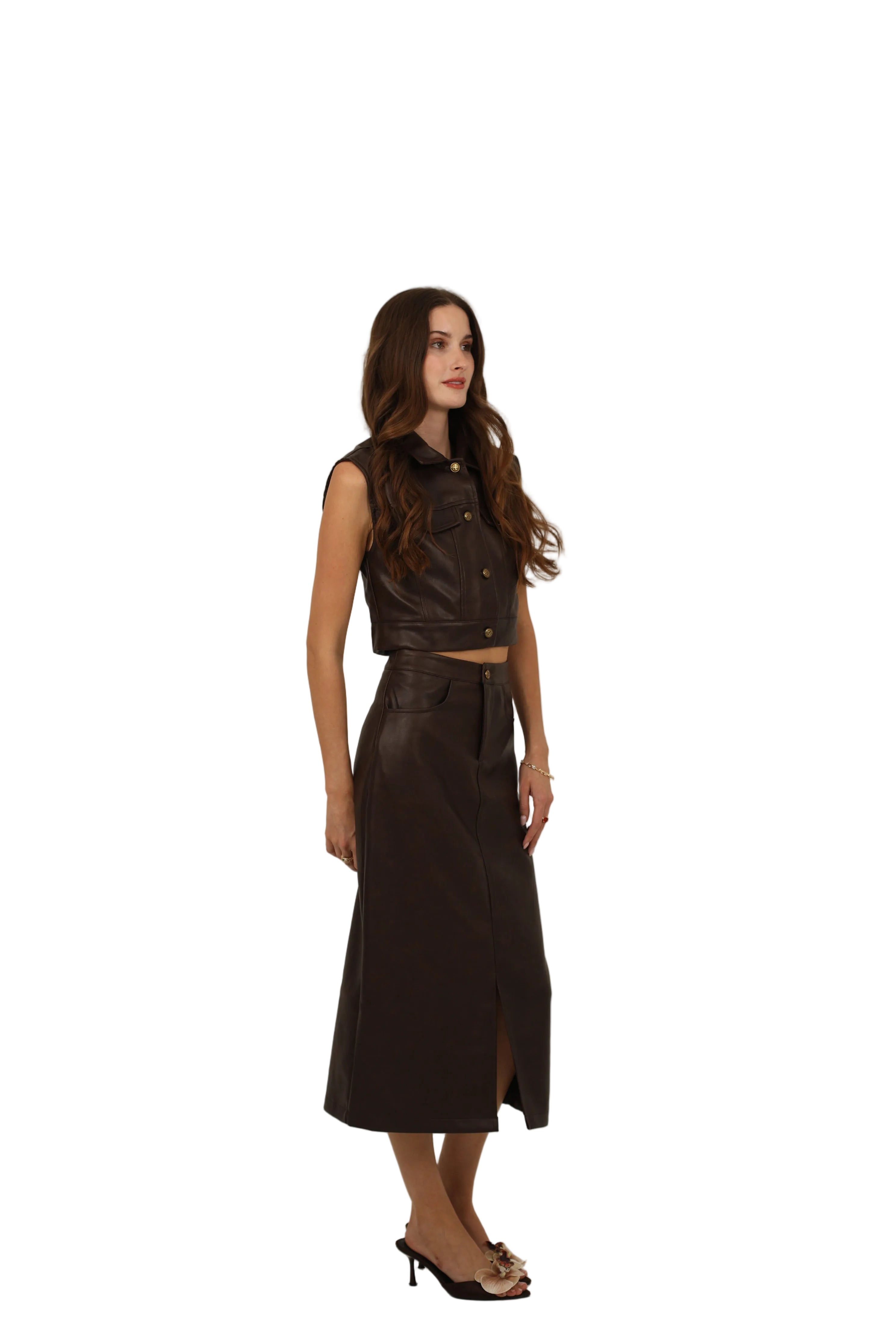 Leather Skirt Set