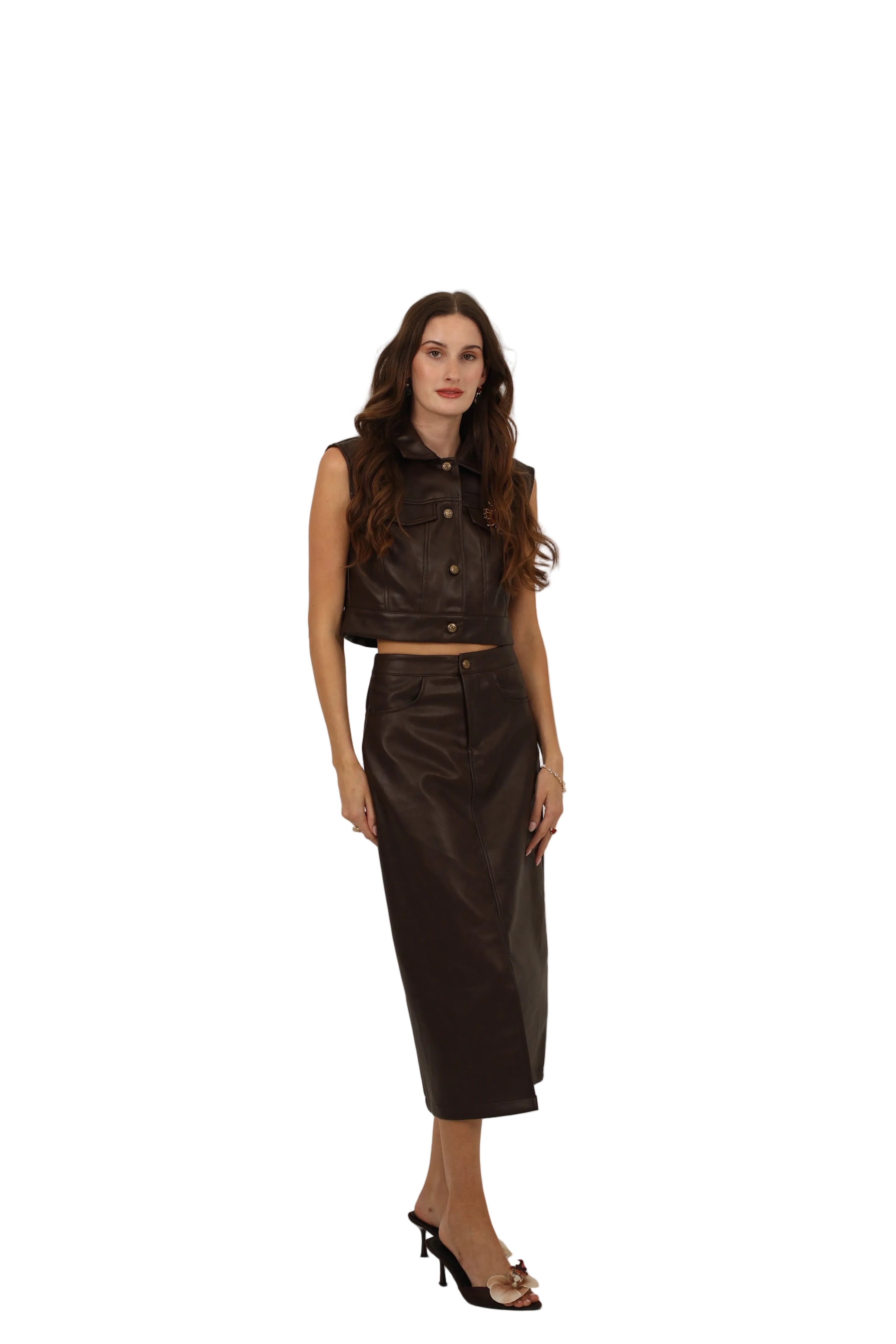 Leather Skirt Set