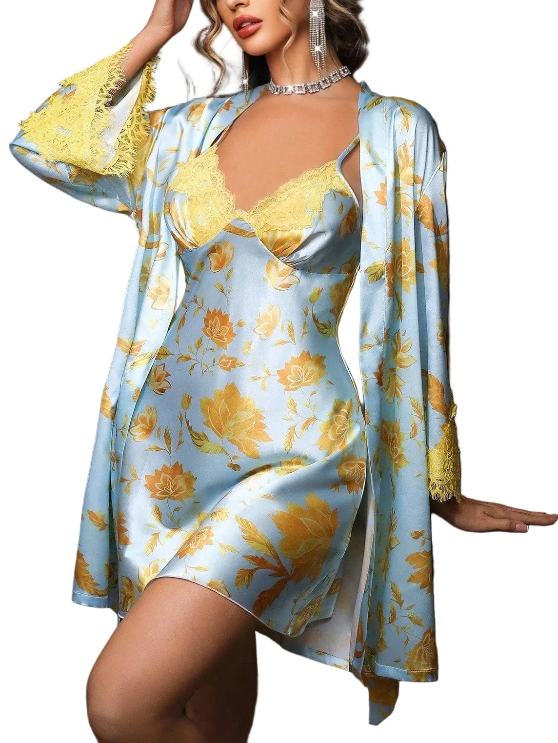 Floral Pajama Robe Set