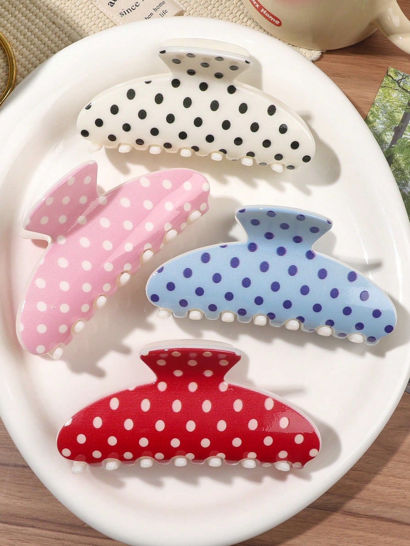Polka Hair Clip Set